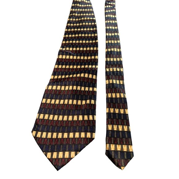 Knightsbridge Mens Silk Necktie Tie Silk Geometric Pattern Multicolor - Picture 1 of 5